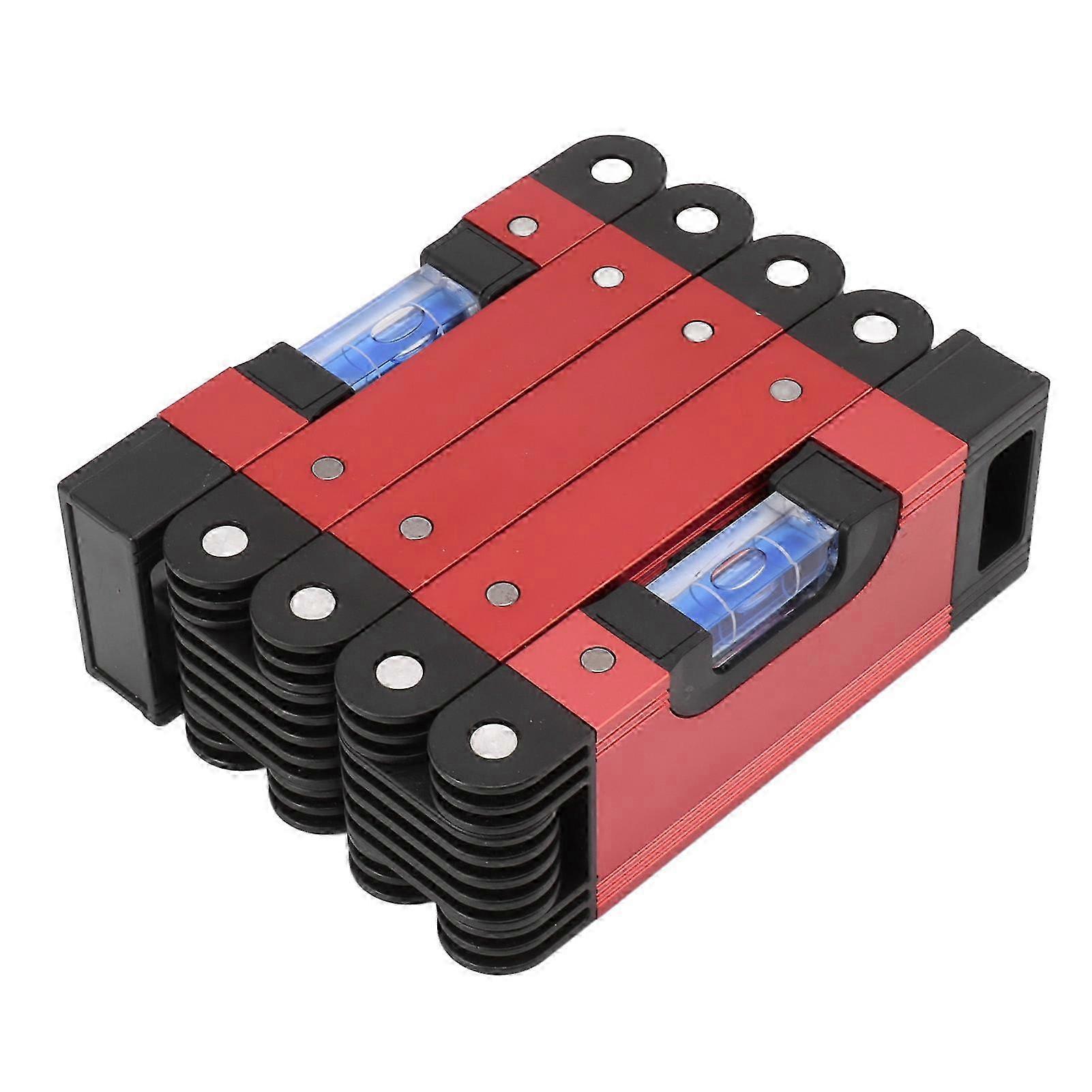 Foldable Level Measuring Tool 28in Multifunction Multi Angle Woodworking Accurate Magnetic 4 Level Bubbles