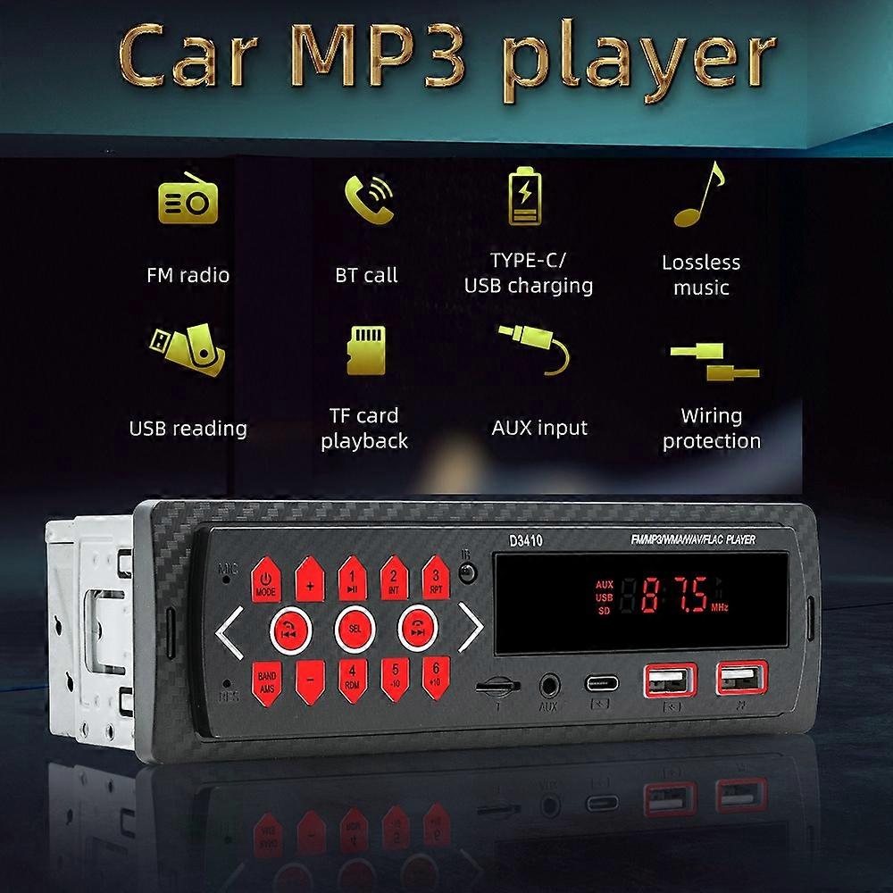 Single Din Car Stereo Multifunctional BT MP3 Player FM Radio Receiver Support Hands-Free Calling Dua