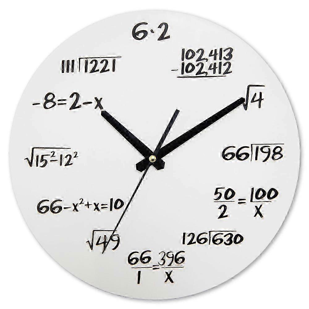 12 Inch Math Wall Clock Non-Ticking Cute Funny Design for Classroom and Home Decor