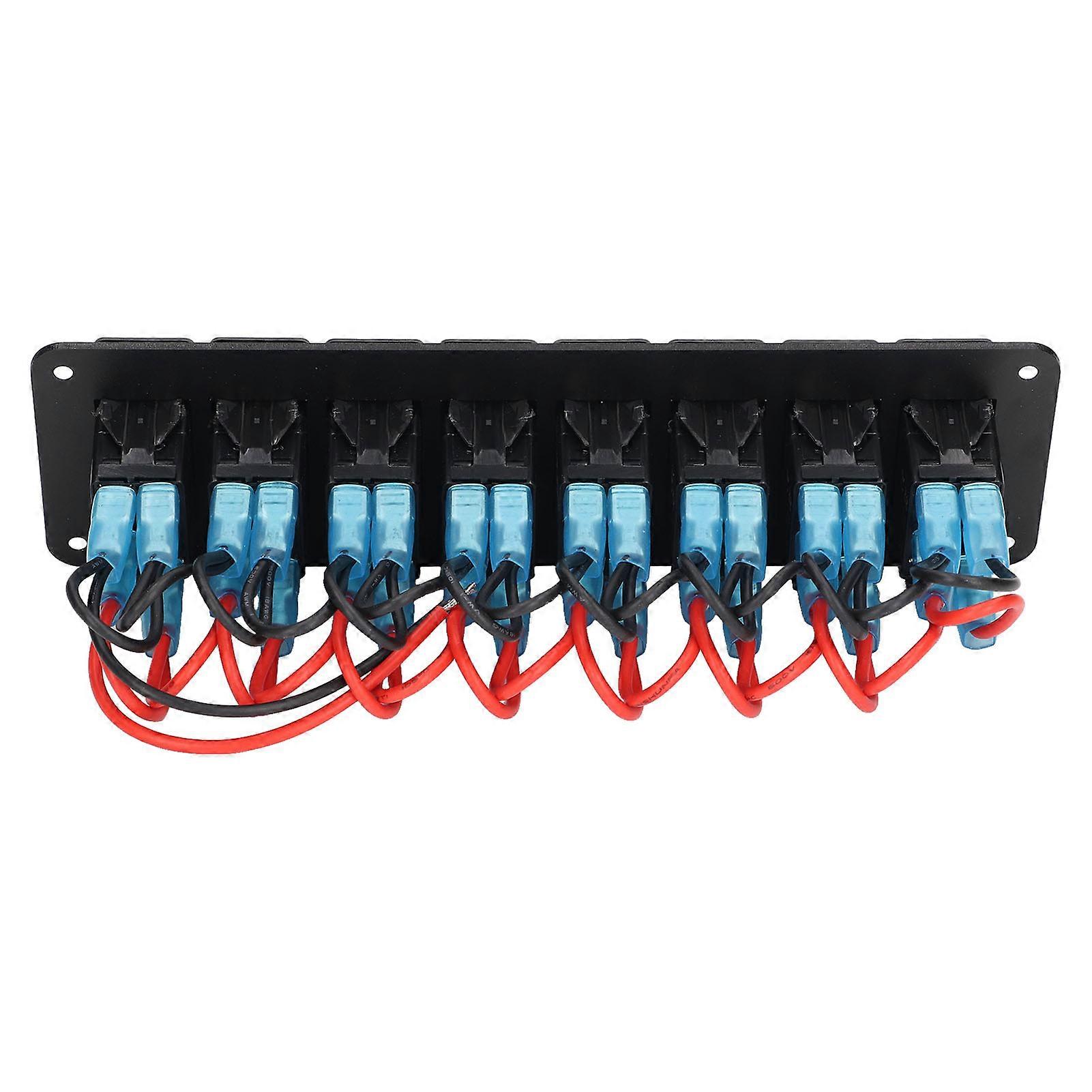 8 Gang Rocker Switch Panel LED Backlit On Off Switch Waterproof Overload Protection Pre Wire for Car RV Bus Marine Boat Red 