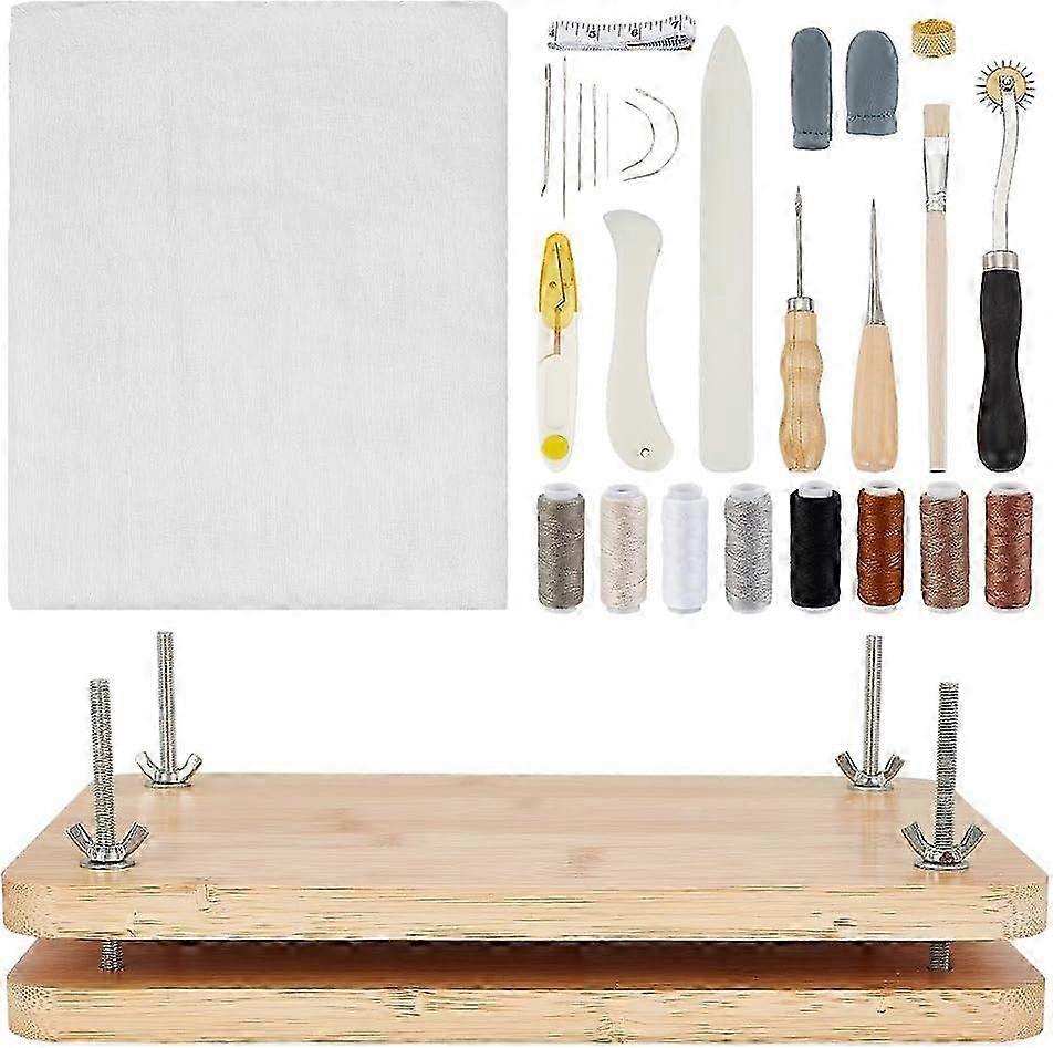 12 x 8 Book Press Bookbinding Book Binding Kits Bookbinding Supplies with Bone Folder Awl Large Eye Needles Book Cloth W SZRH A-N