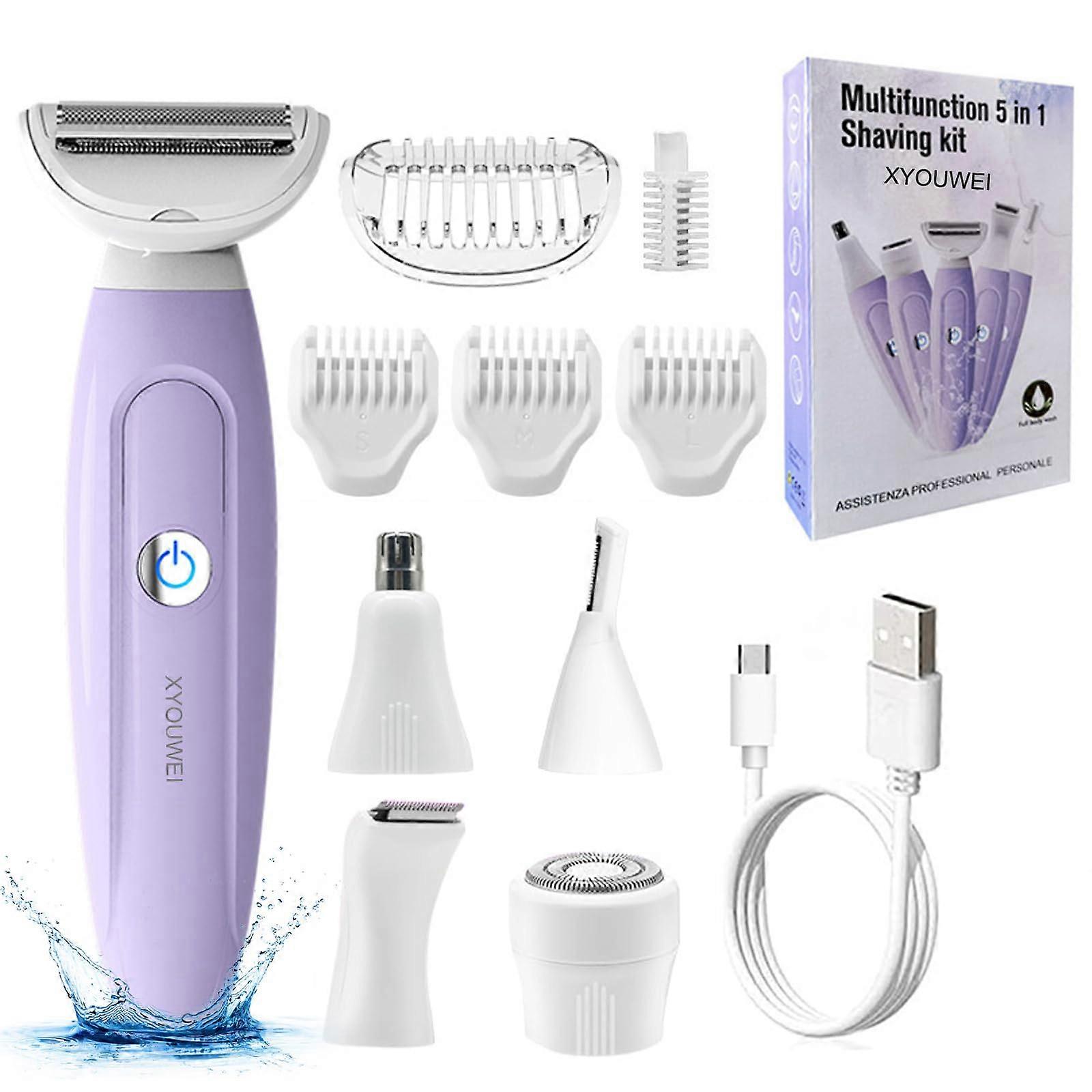 Multifunction Electric Razors for Bikini Trimming Women's Shaver Kit with Rechargeable Battery and Dual-Blade System