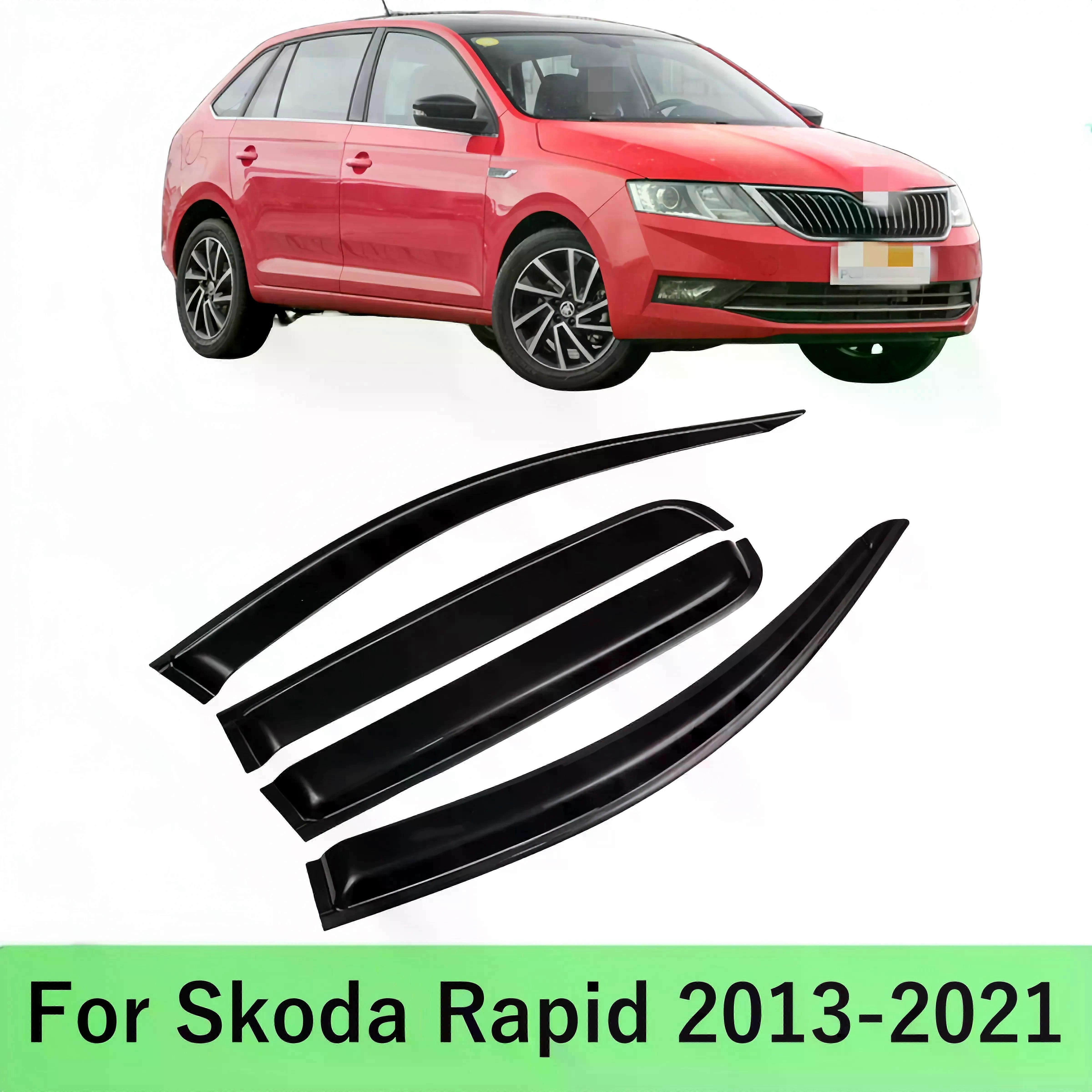 חל על עבור סקודה ראפיד 2013-2021 צד חלון מגן שמש גשם מסיט מגן סוככים מקלט דבק כיסוי לקצץ רכב סטיילינג אביזרים