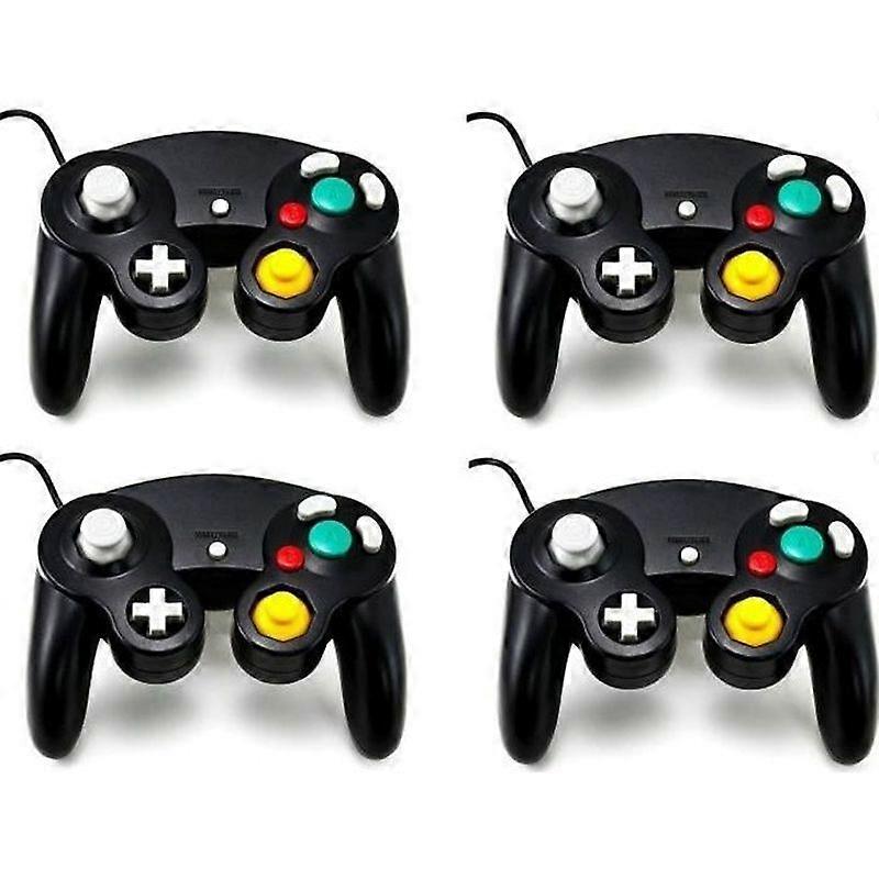 Confezione da 4 controller vibranti neri per console Nintendo Gamecube e Wii