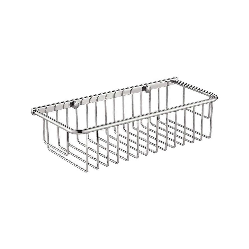 Bathroom Chrome Wall Mounted Wire Shower Basket Caddy, Brass Rectangle Design, Euro Style, Durable and Stylish Storage Solution