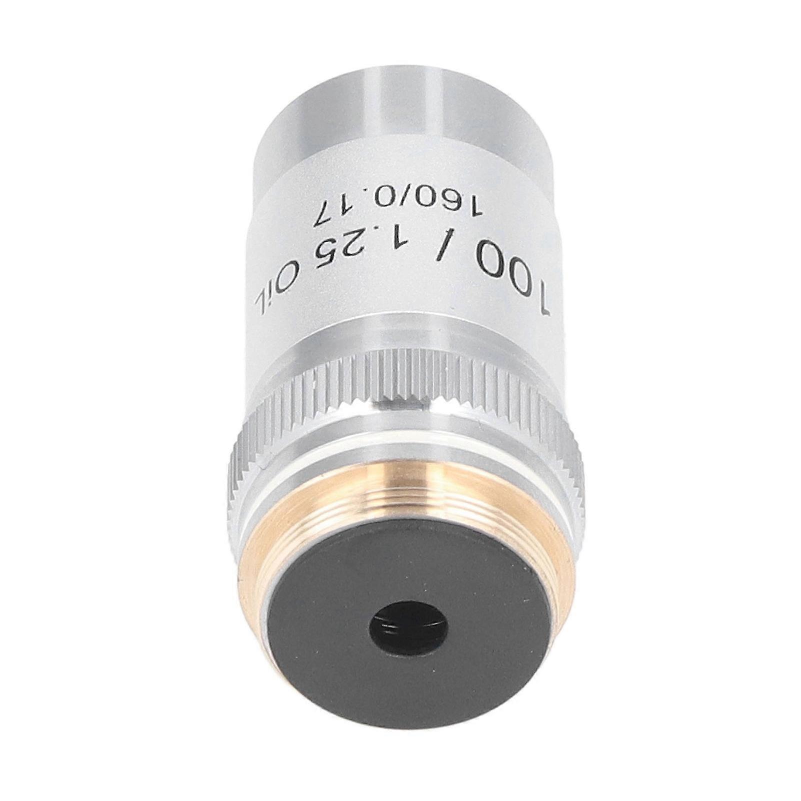 Achromatic Objective Brass Chrome Plated 100X High Power Microscope Lens Interface 20.2mm