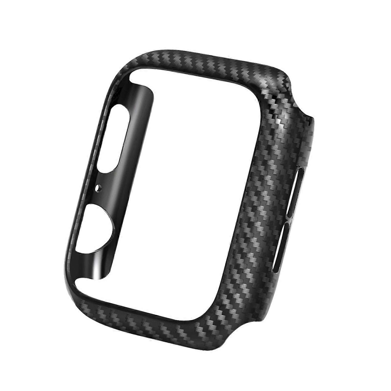 Carbon Fiber Case Slim ScratchResistant Bumper Lightweight Shockproof Black for Apple Watch 45mm