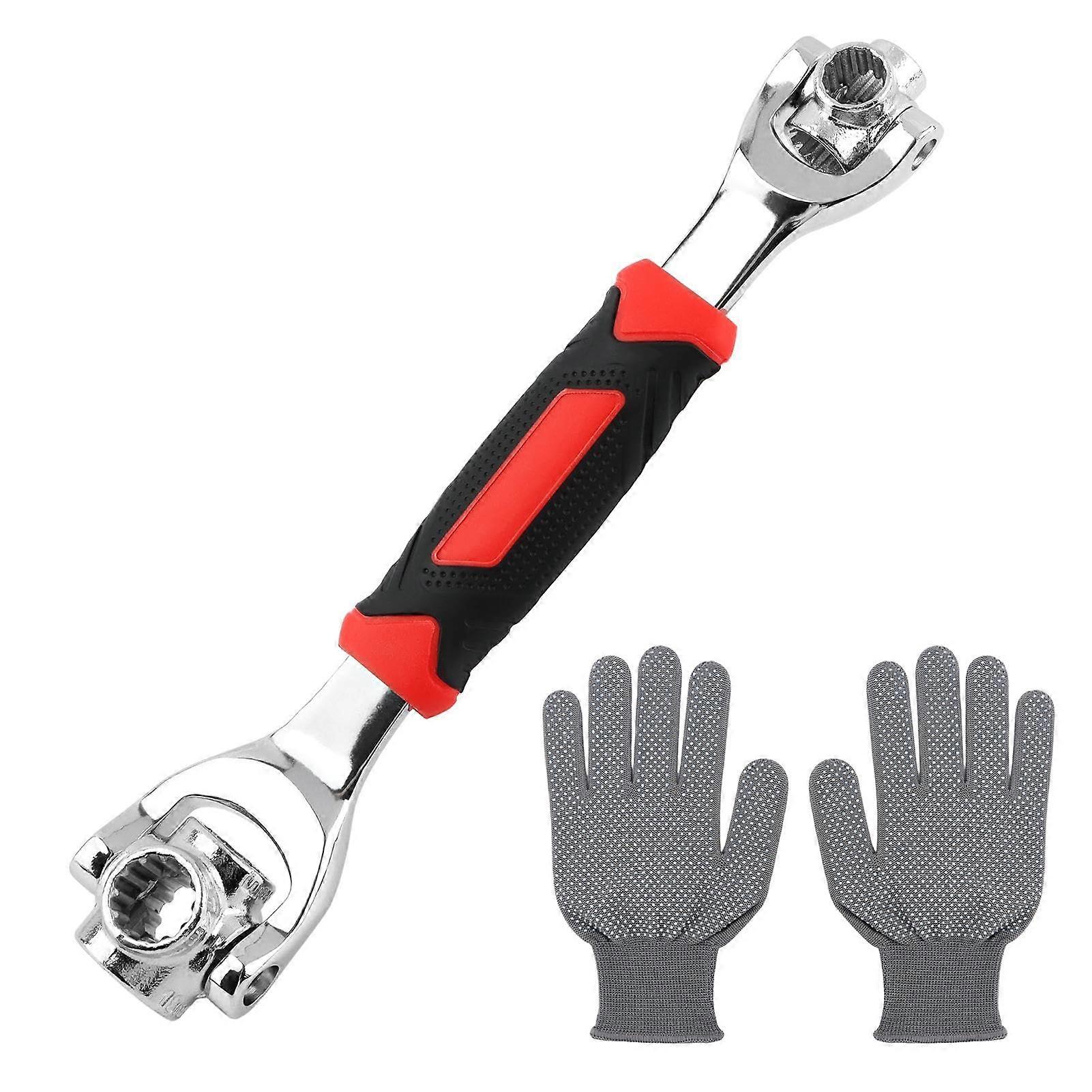 Universal Wench 52 1-outlet switch, 360° swivel head professional multi-function with tool rubber gloves for home, bicycle and car repairs