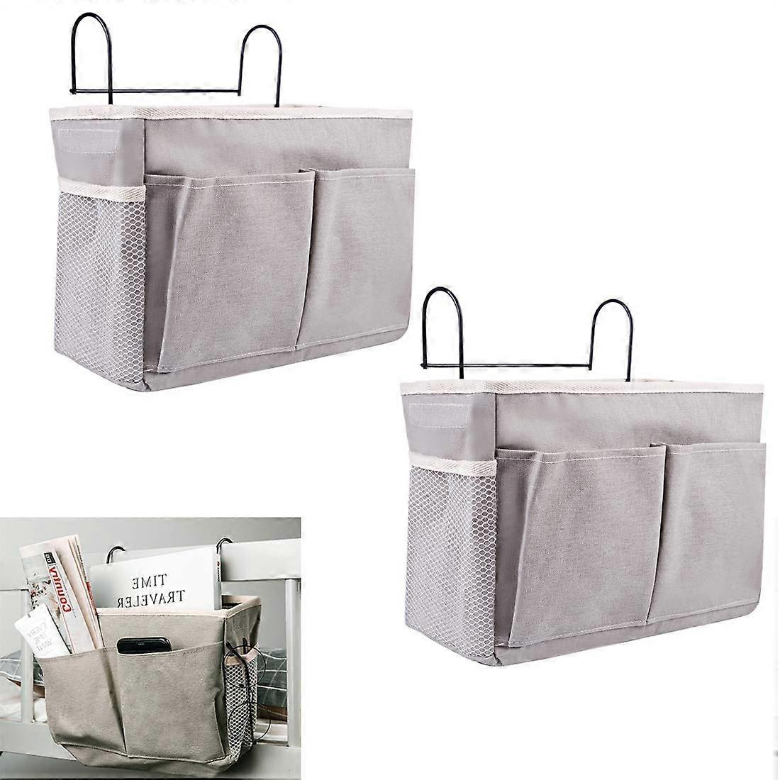 KonHaovF 2Pack Bedside Organizer Caddy Hanging with Bed Hook, Storage Pocket for Dorm Kids Room