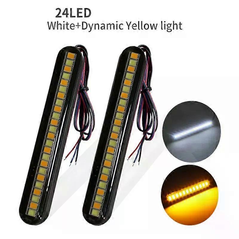 Motorcycle Tail Light Bar LED Brake Stop Turn Signal Red Amber Color Integrated 24LEDs Motorbike License Plate Light 12V