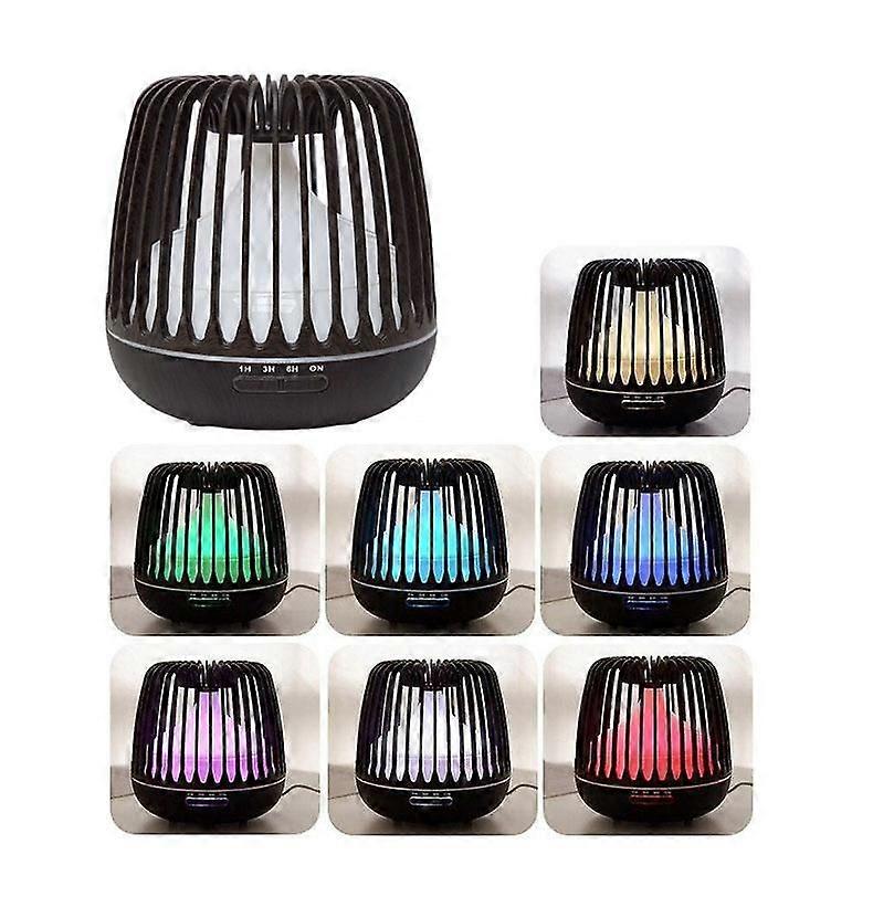 500ML Aroma Oil Diffuser Ultrasonic Air Humidifier Wood Grain 7 Color Changing LED