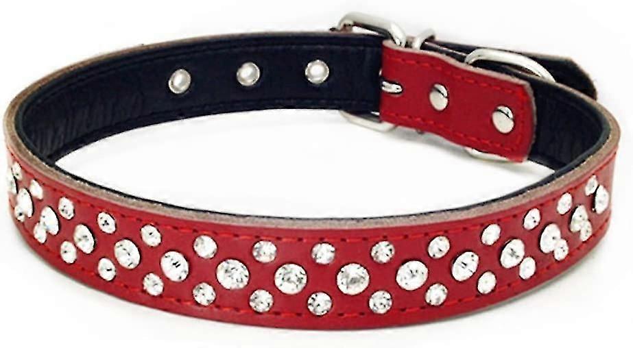ラインストーン犬の首輪ペットの犬の首輪調節可能なきらめくクリスタルスタッズされた小さい媒体の犬のための本革の襟2.5cm幅