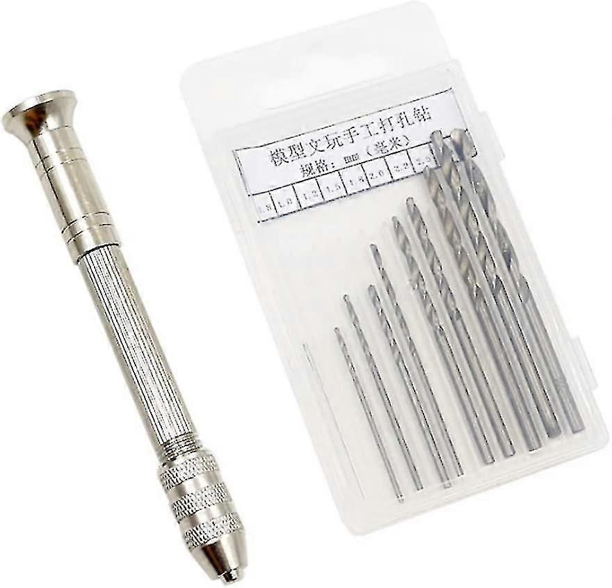 Mini Hand Drill With 10 Pcs Micro Twist Drill Bits For Figures (from 0.8-3.0mm), Mini Micro Drilling Tools