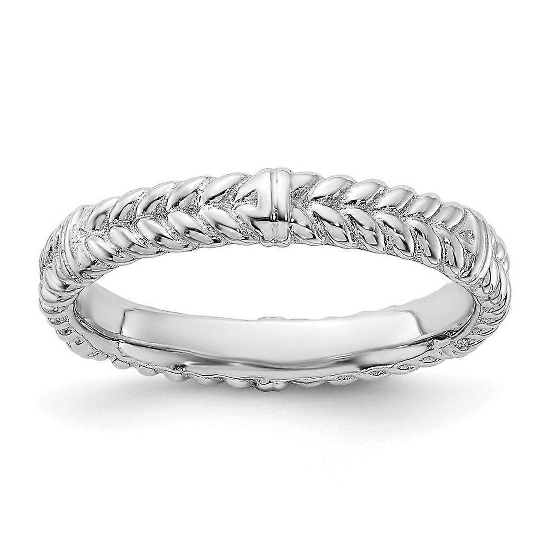 925 Sterling Silver Stackable Rhodium Ring Stackable Ring for Women - Ring Size: 5 to 10
