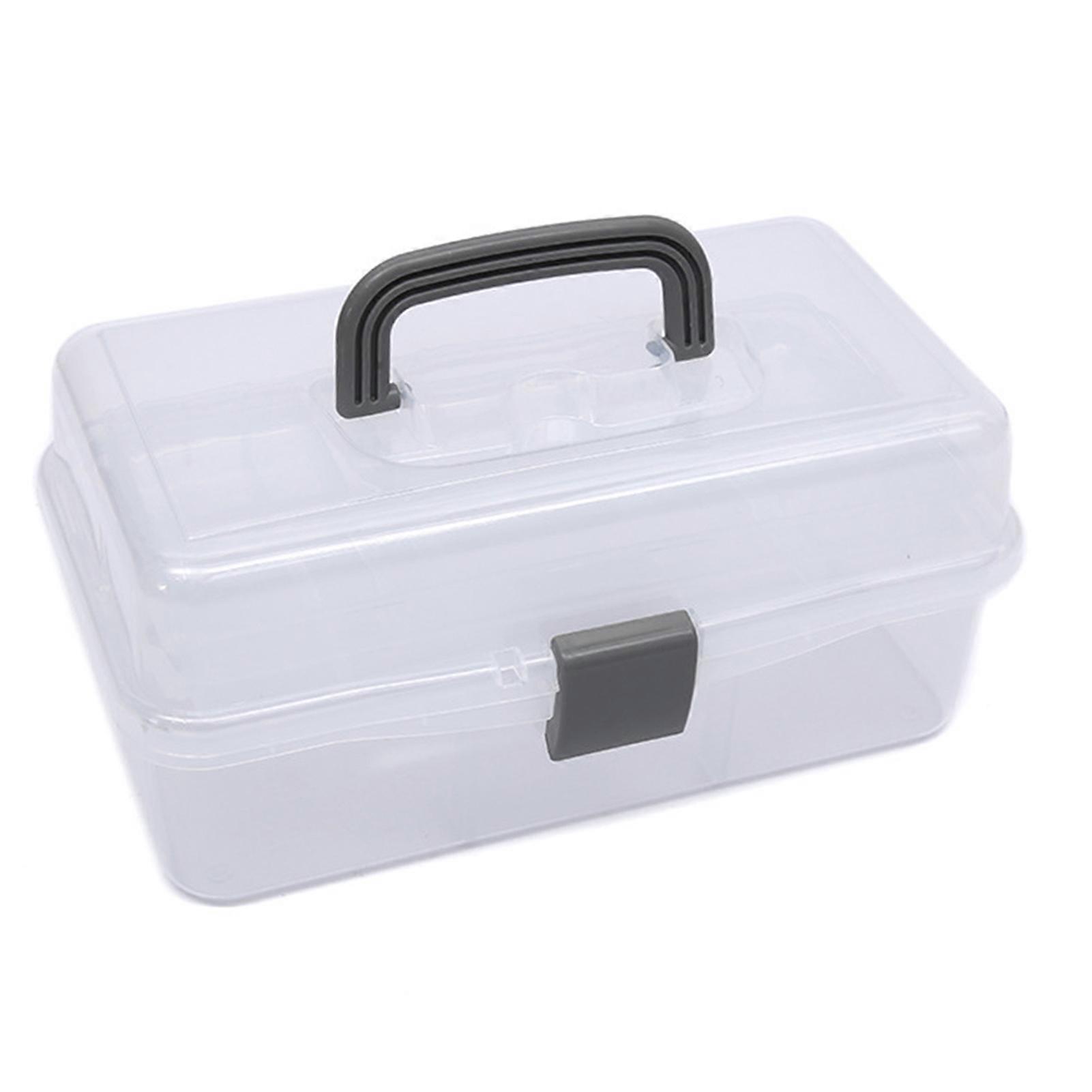 Plastic Transparent Toolbox 2/3-Layer Portable Hardware Storage Medicine Box