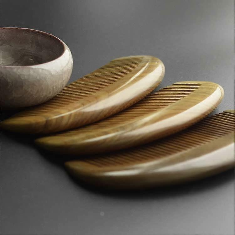 Green Sandalwood Half Moon Comb - 12cm Portable Massage Hair Comb, Small Size, Sandalwood Material