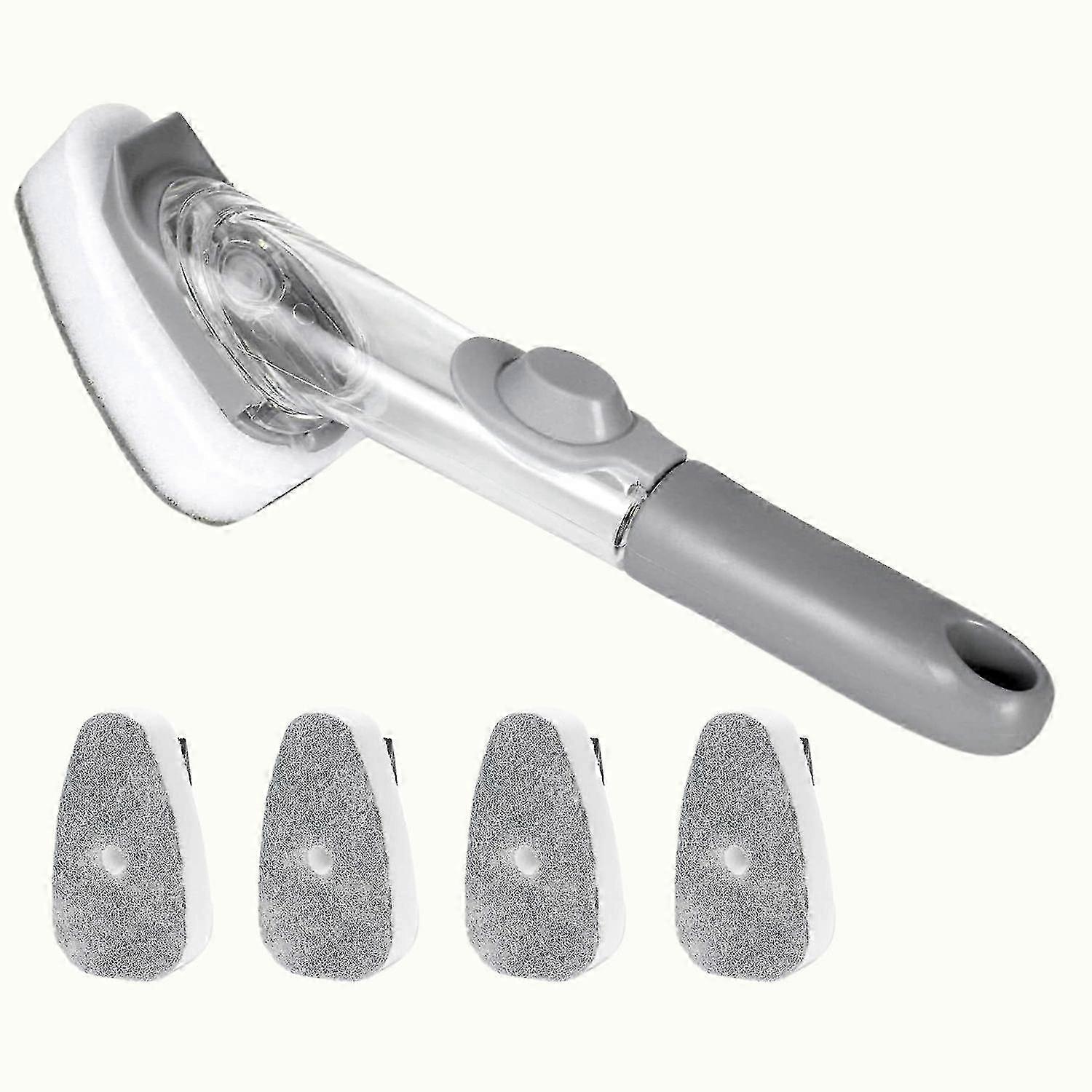 4 Replacement Sponges Kitchen Multifunctional Long-handled Cleaning Brush Automatic Liquid Fill Pcs