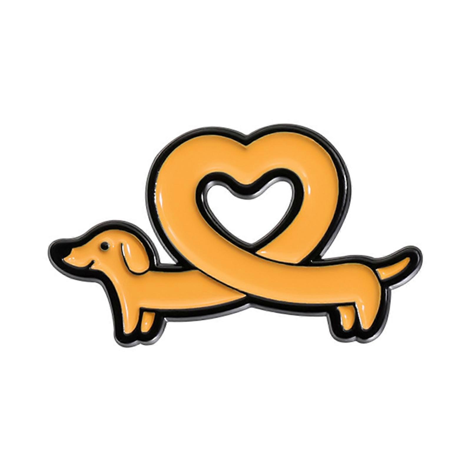 Coeur teckel émail broche épingles drôle bouton épingles teckel chien insigne épinglettes bijoux pour vestes décors de sac à dos