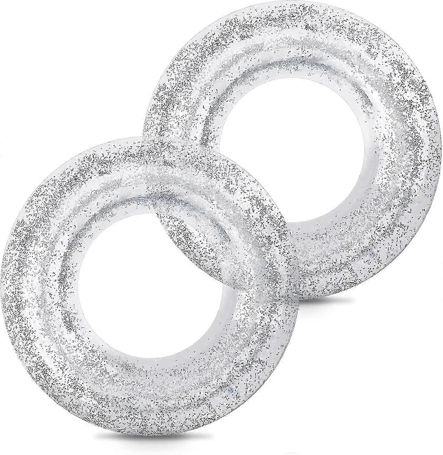 1pc Adult Swim Ring, Inflatable Pool Float With Sequins, Clear Float Rainbow Sequin Swim Ring, Colorful Durable Swim Ring For Summer Pool Party