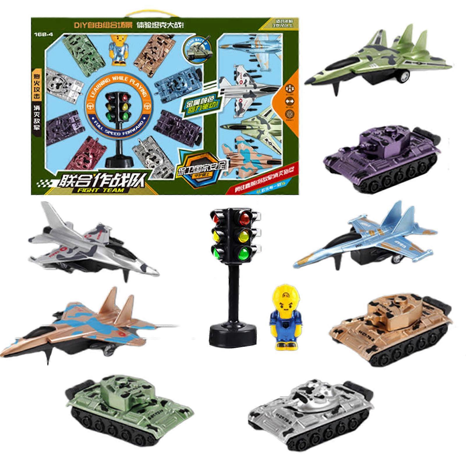 Kid Paramilitary Vehicle Jet Model Realistic Stop Light for Boy Stimulation Tank Model Set Transportation Multicolor