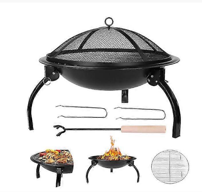 Fire Bowl With Grill Grate Protective Grille54x54x43cm Multifunctional Fire Pit