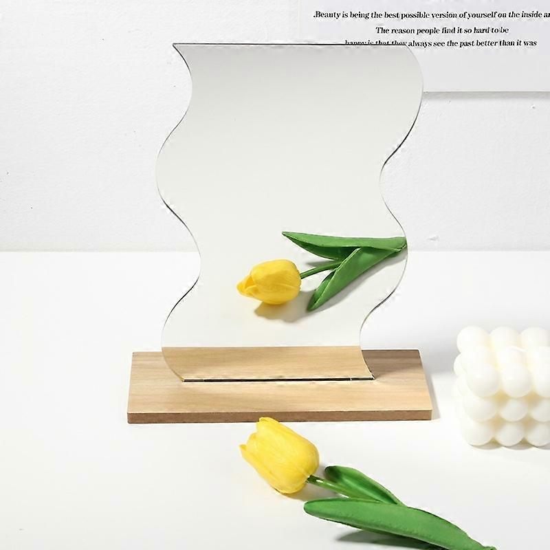 Irregular Acrylic Mirror With Wooden Base Photo Props