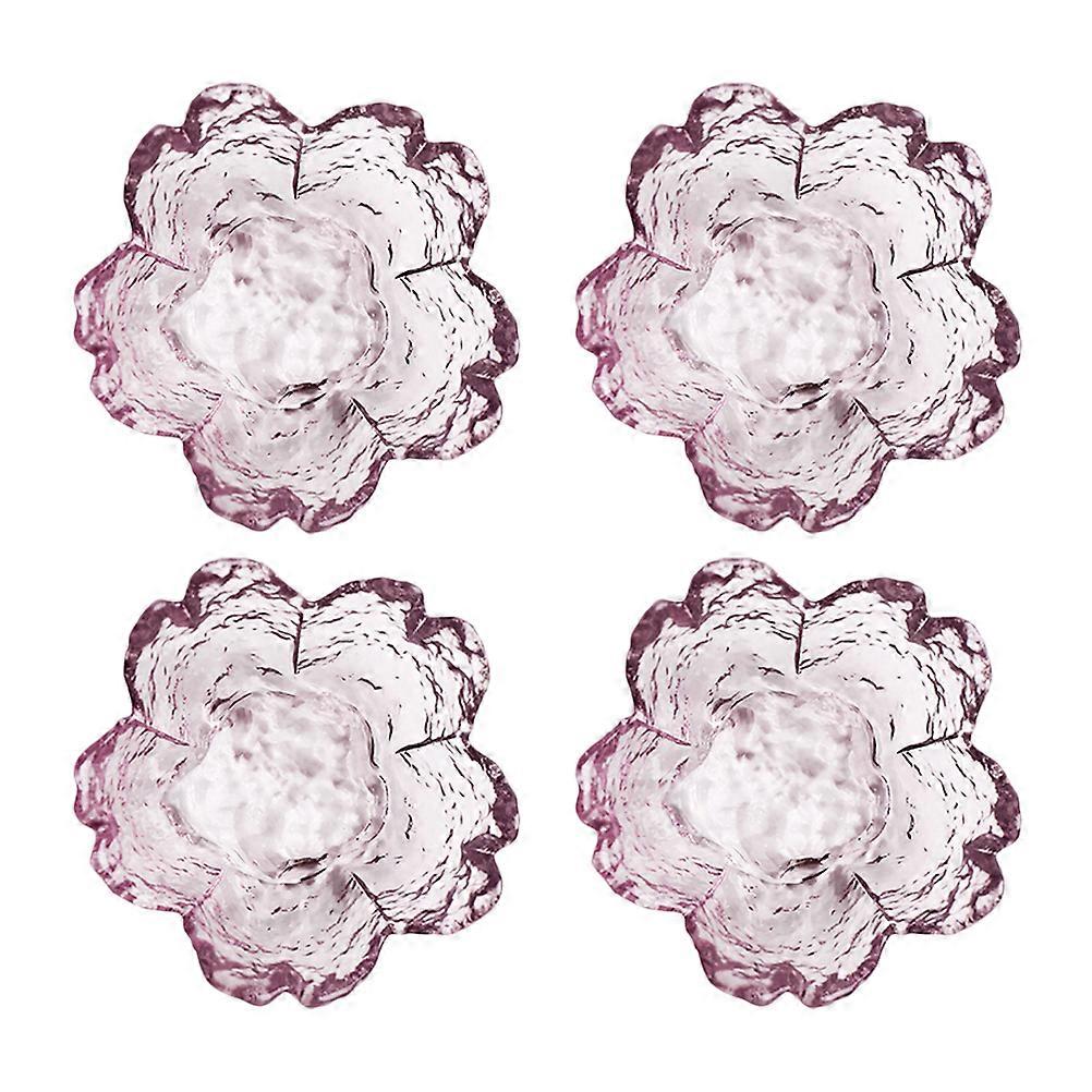 4PCS Flower Shaped Glass Sauce Dishes Japanese Condiment Plates Lightweight Heat Resistant Easy To Clean Serving Trays for Dips Dressings Seasonings