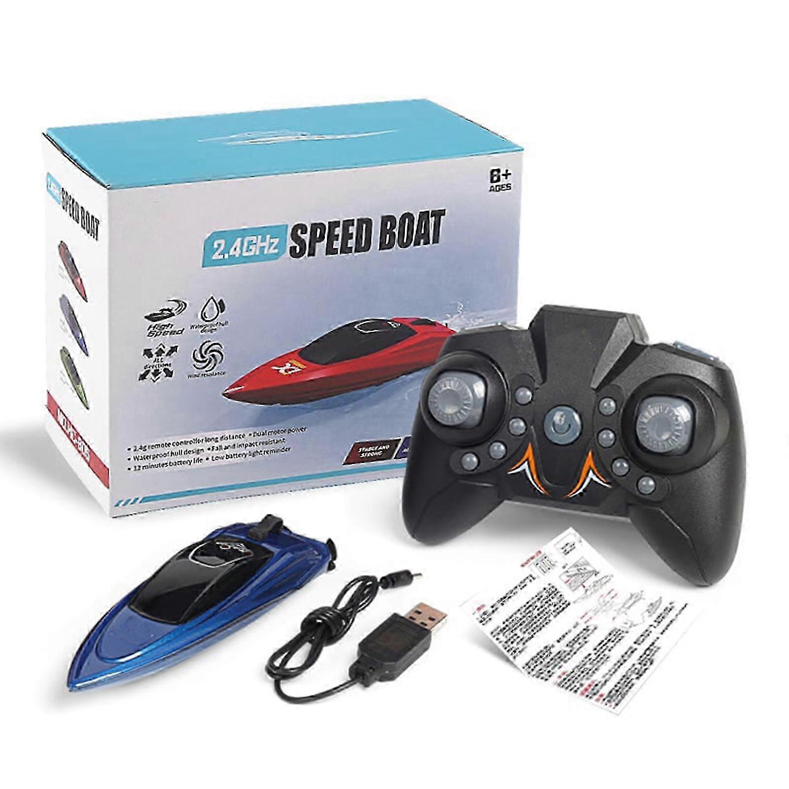 2025 RC Boat, High Speed, Blue, Mini, Remote Controlled, Concrete Build