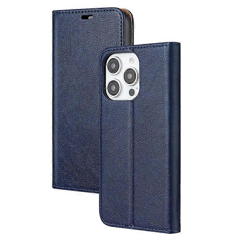 Veske Til Iphone 14 Marineblå Skinn Kortspor Full Flip