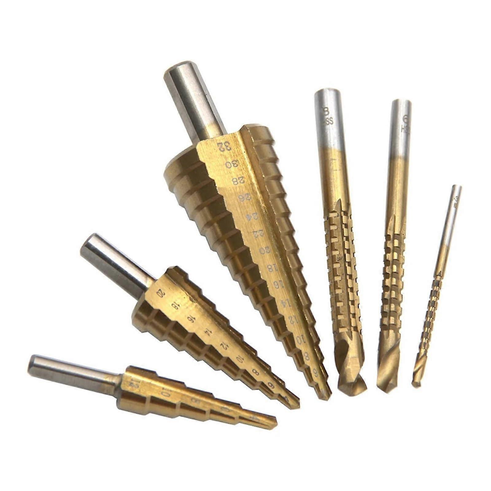 Spiral Fluted Step Drill Bit, 4-12-20-32 mm, Triangular Handle, Multi-Size Step Drill For Metalworking