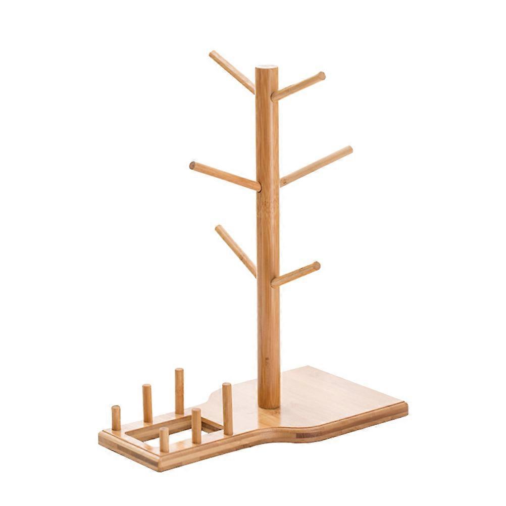 Organizer Rack Bamboo Mug Stand Light Brown 28.5*16*36cm Storage Home Use 1Pcs