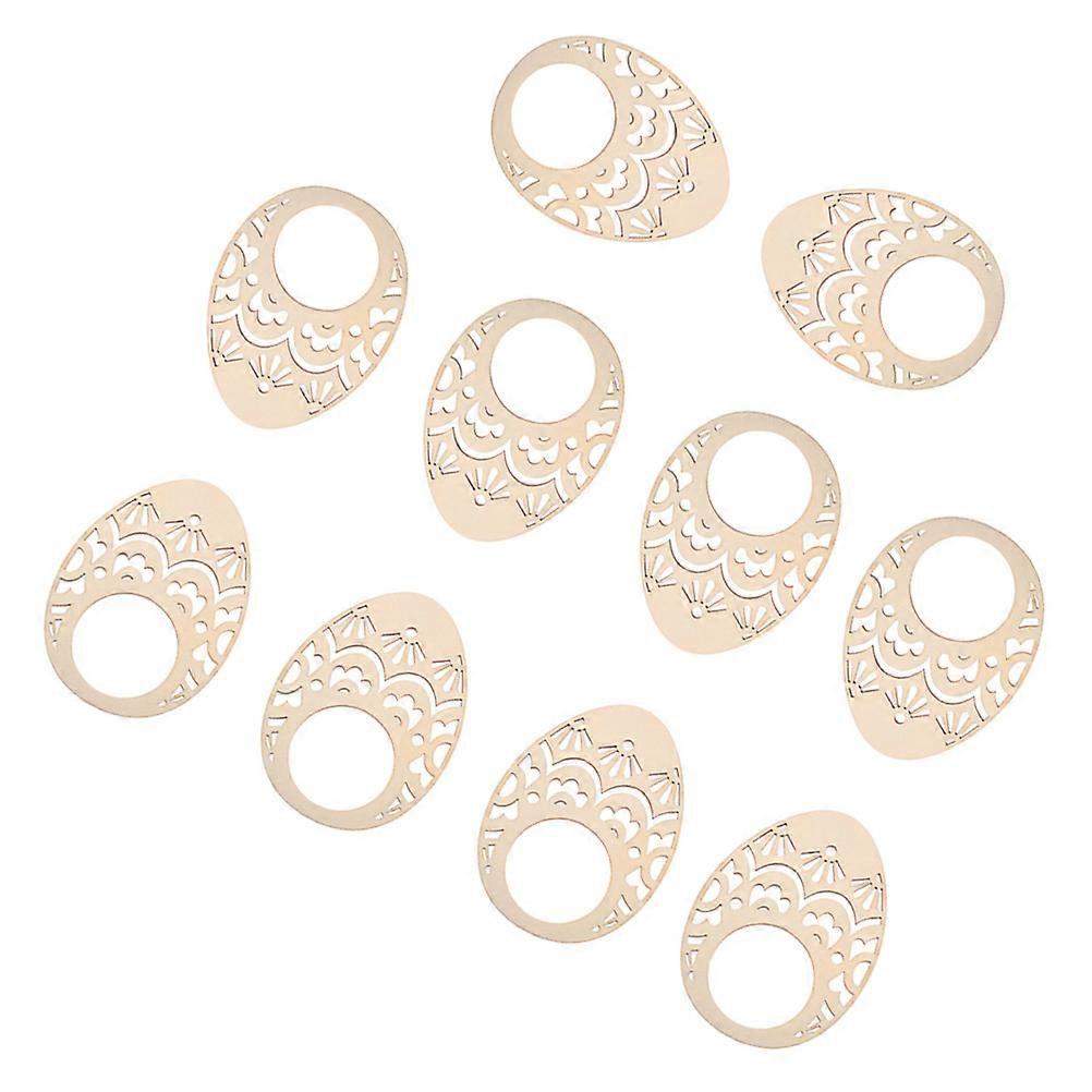 Egg Shaped Napkin Rings Wood Table Decoration Spring Season Easter Celebration Home Use Light Yellow 10Pcs
