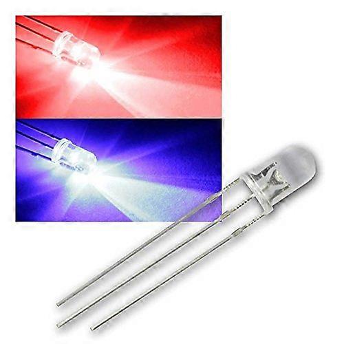 10 LEDs 5 mm waterclear Red/Blue 2 Tone Color 3 Pin BC 15 W MEMLITE