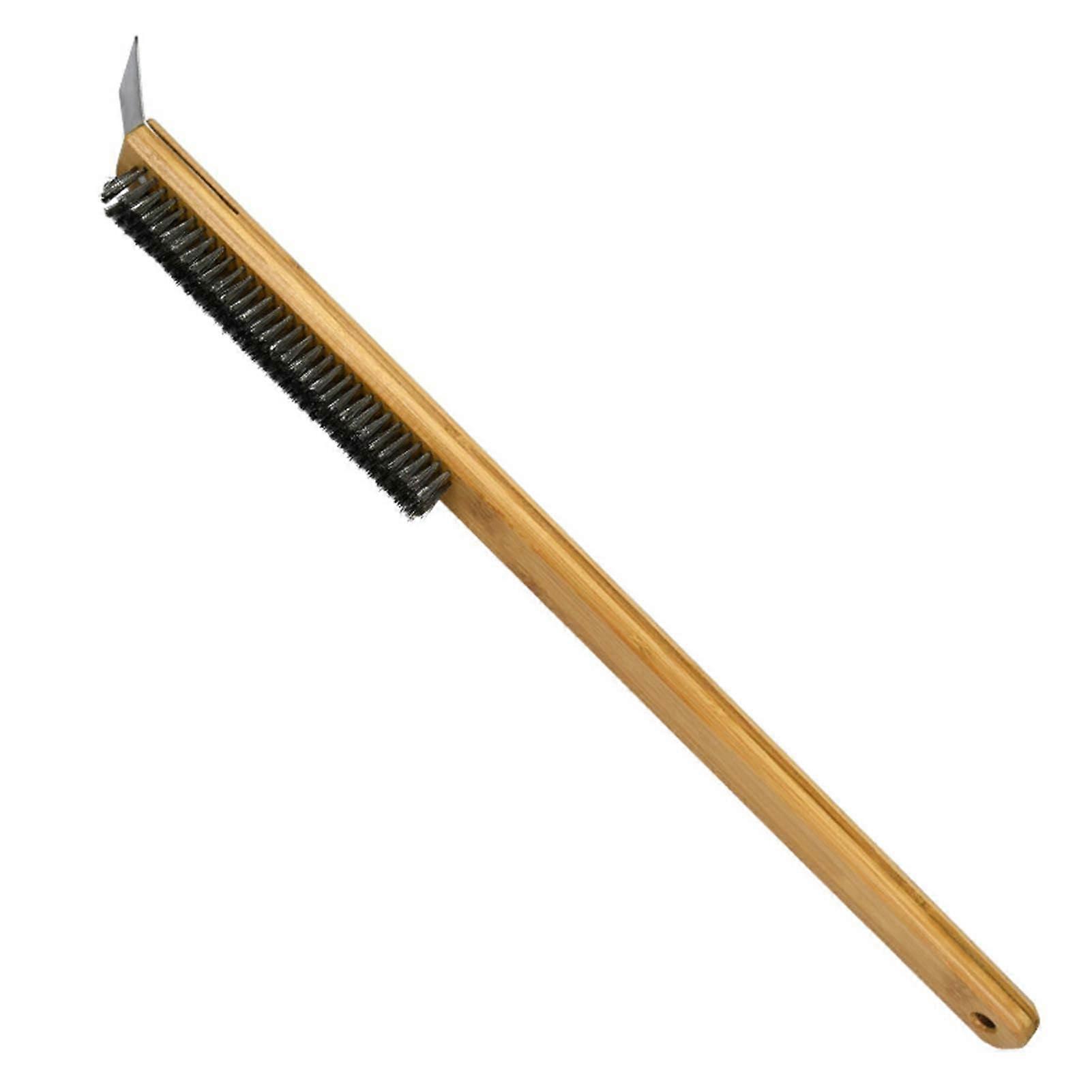 22.63 Inch Pizza Oven Brush with Scraper, Stainless Steel Wooden Handle Ref: 6729