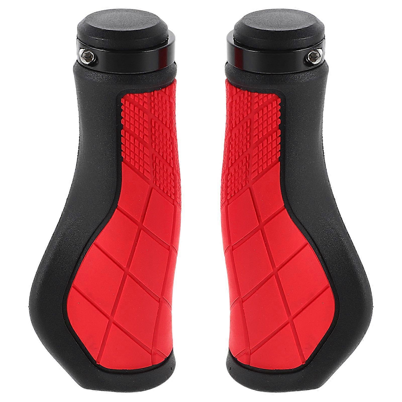 Textured Rubber Bike Handlebar Grips Ergonomic Comfortable Shock Absorbing Wear Resistant Easy Installation for Mountain Folding Bikes