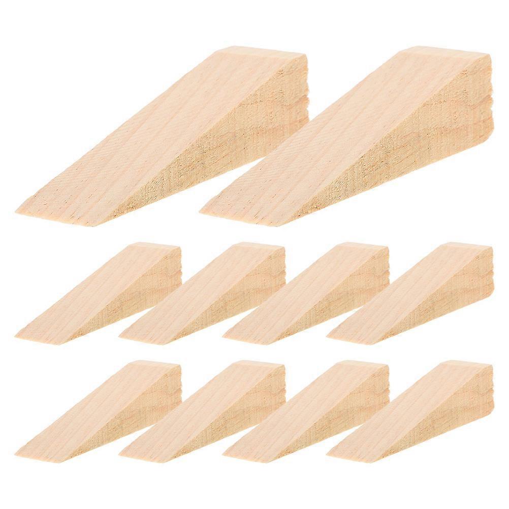 Wooden Door Stoppers Non Slip Triangle Wood Design Prevent Slamming For Home 20Pcs