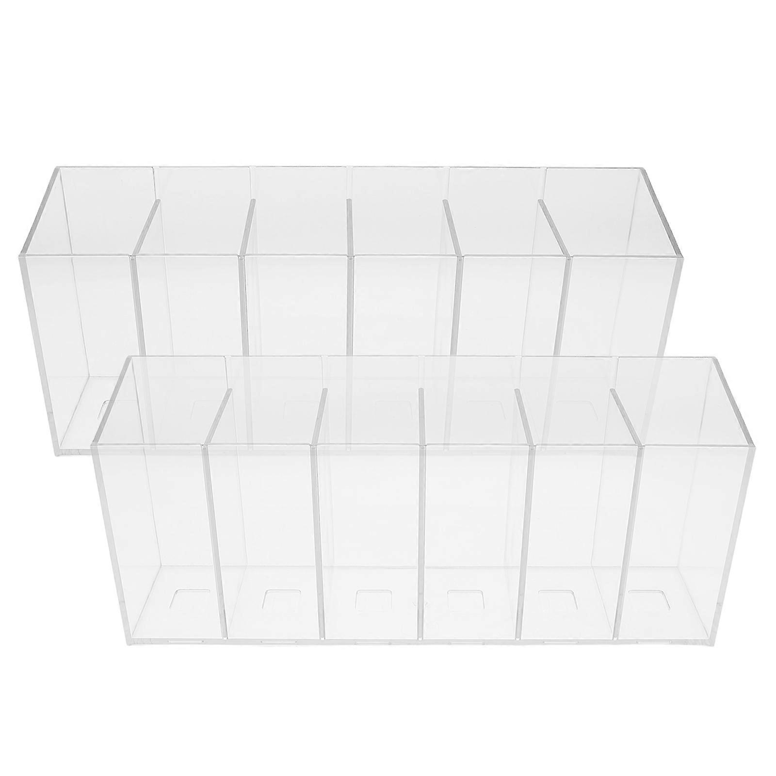 Tea Bag Storage Box Drink Packet Organizer For Home Kitchen Rectangular Clear With Removable Divider 2Pcs