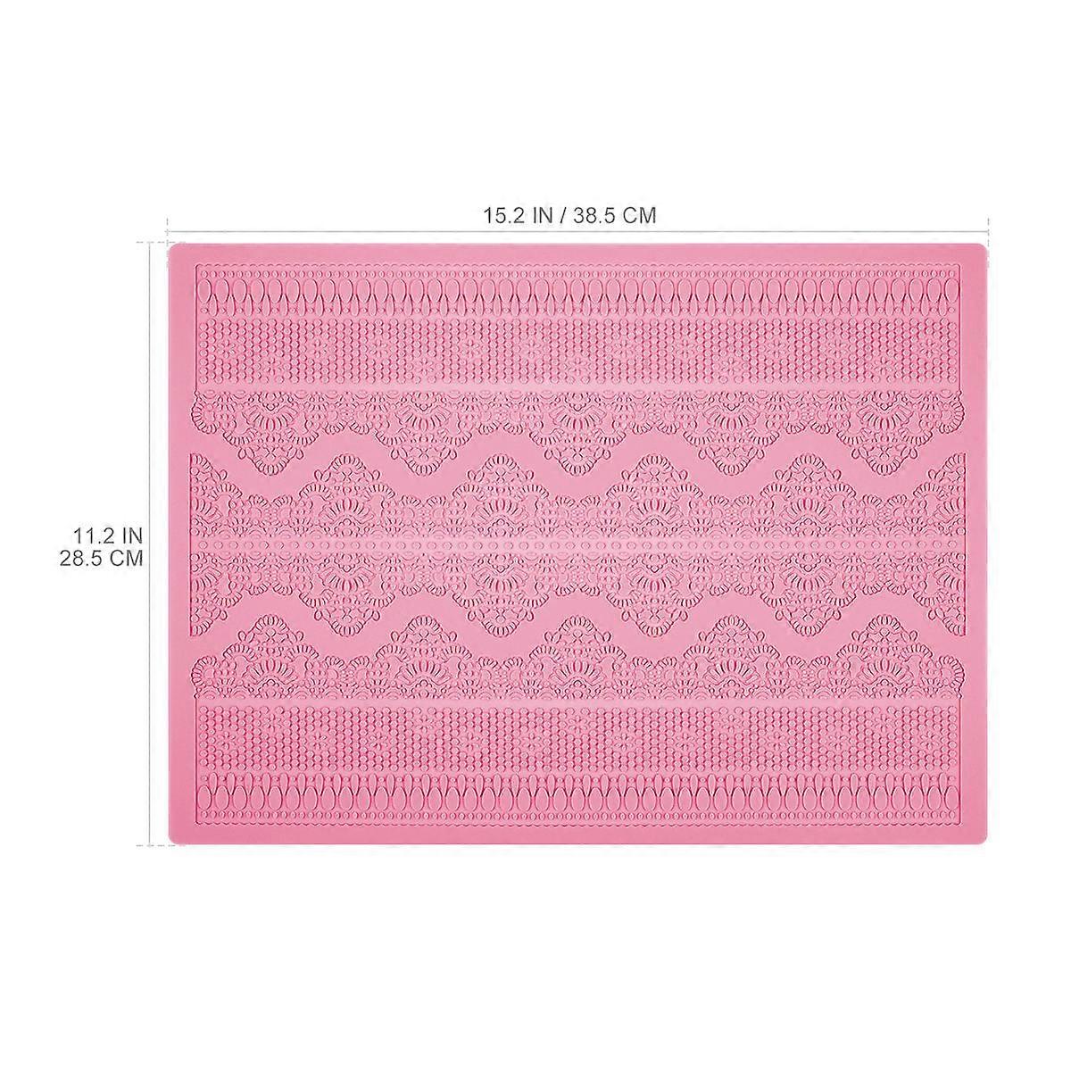 Cake Stencils Fondant Embossing Mat Lace Texture Pink For Cookies Making Pastries Making 1Set