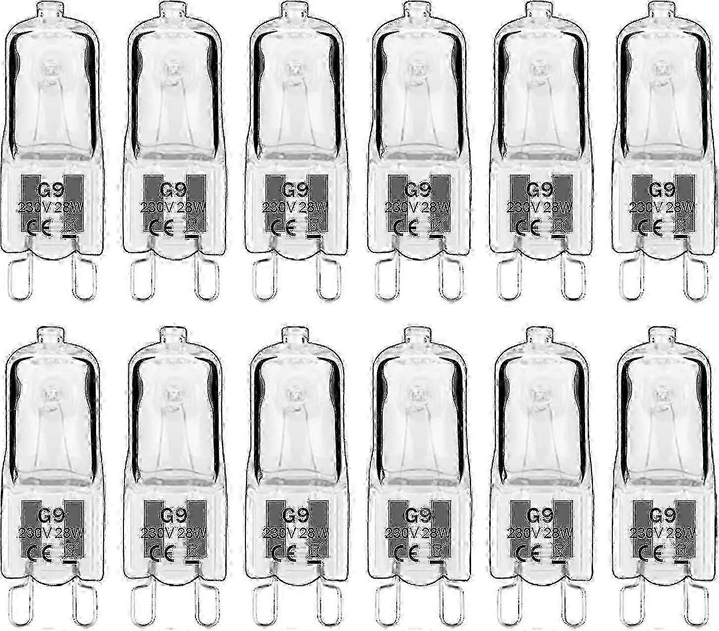 12 قطعة G9 لمبات هالوجين 28 واط 230 فولت أبيض دافئ 2800 كيلو عكس الضوء خالية من الوميض