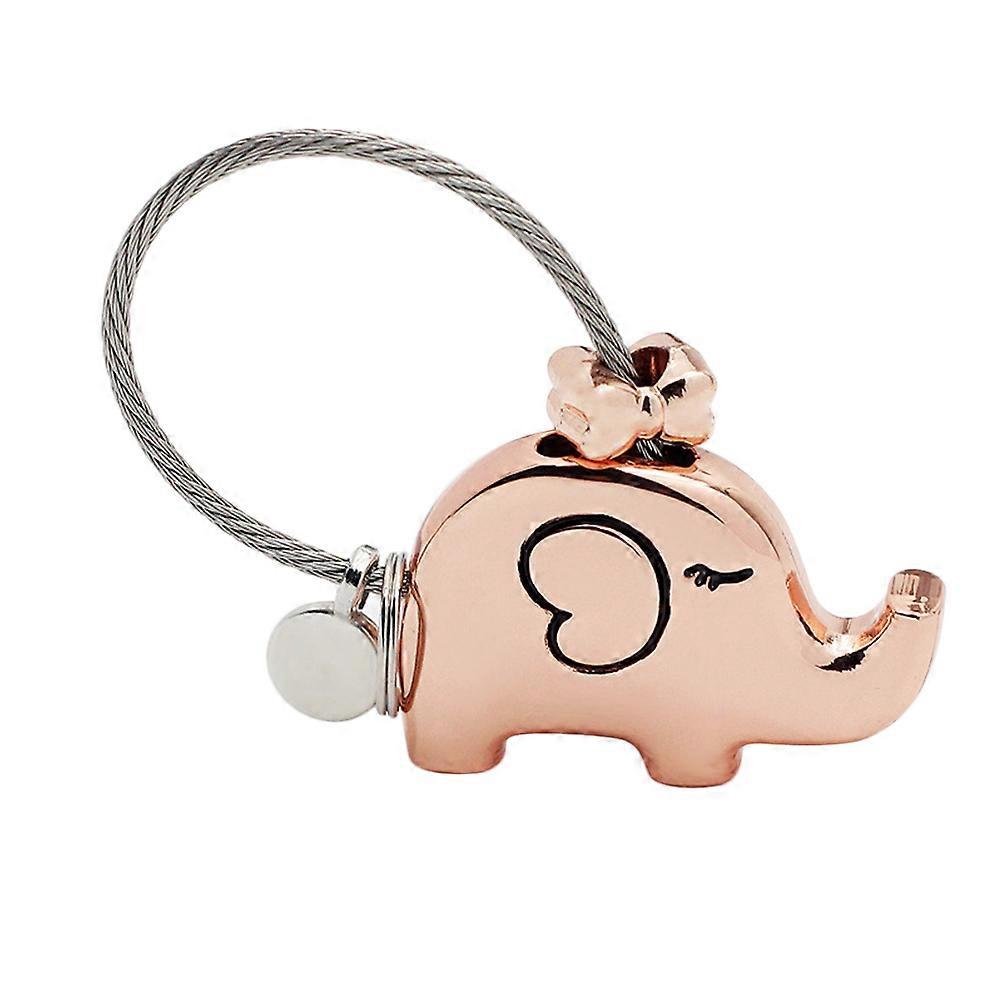 Valentine's Day Keychain Set Elephant Shape Golden Metal Pendant for Key Bag Purse 2Pcs