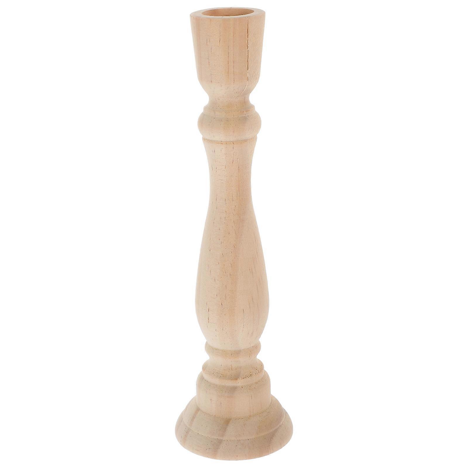 Candleholders for Table Decor Wooden Pillar Candle Holder Rustic Design Various Occasions Adorable Style Light Yellow 1Set
