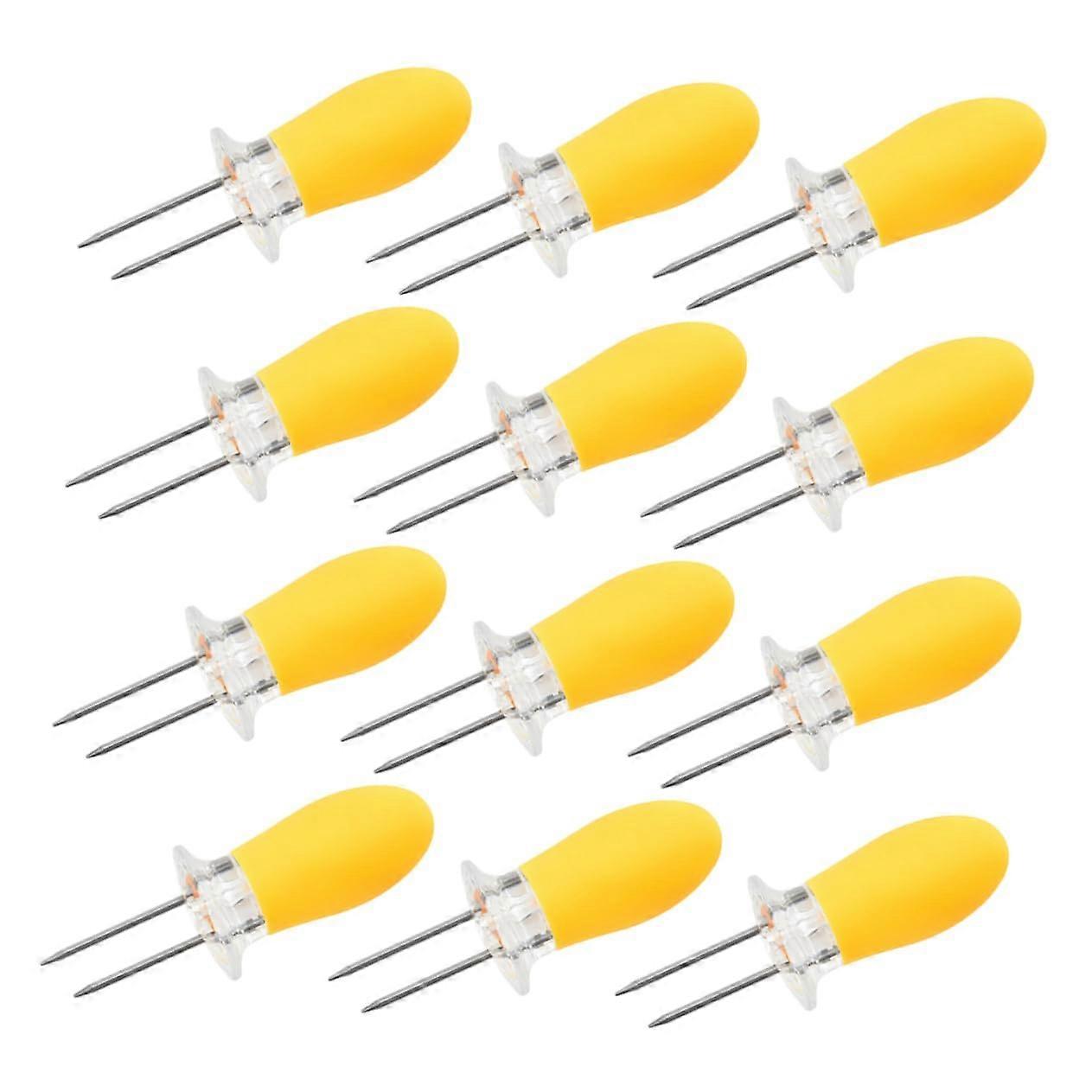 Corn Cob Holders 12-Piece Compact Set for BBQ Grilling and Parties, Versatile Vegetable Forks and Skewers