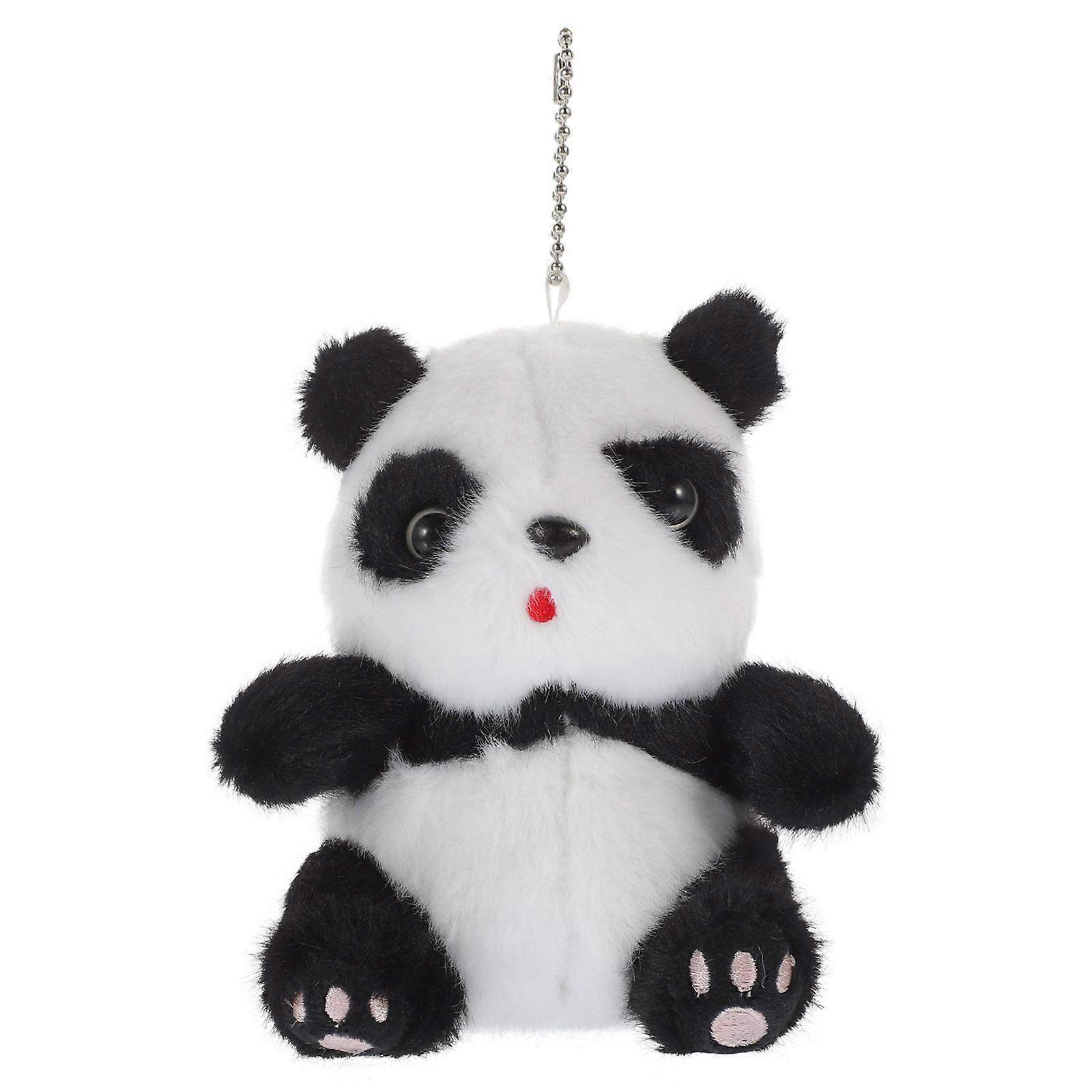 Soft Plush Panda Keychain Accessory with Black Bead Chain – Cute Stuffed Animal Pendant for Handbags, Backpacks & Daily Style – Decorative Cartoon
