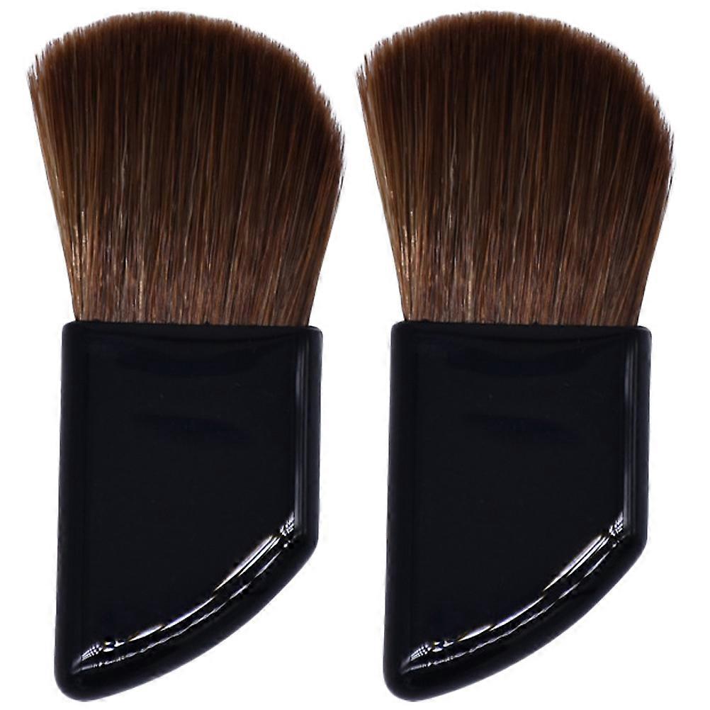 Travel Blush Brush Portable Makeup Application Mini Angled Handle 2Pcs