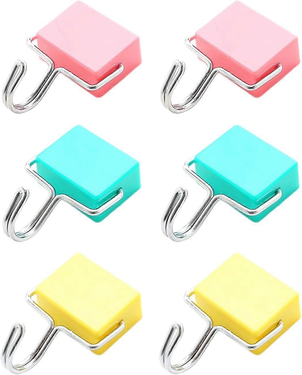 6pcs Simple Creative Square Hooks, Punch-Free Magnetic Hooks