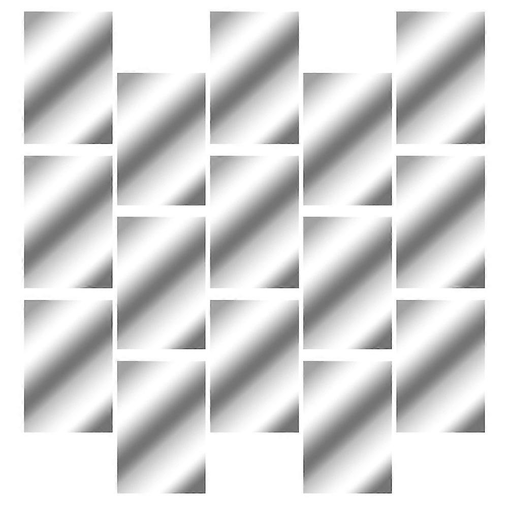 Mirror Wall Sticker Decoration Rectangular Silver For Tiles Doors Windows Closet Walls Surface Reflection 15Pcs