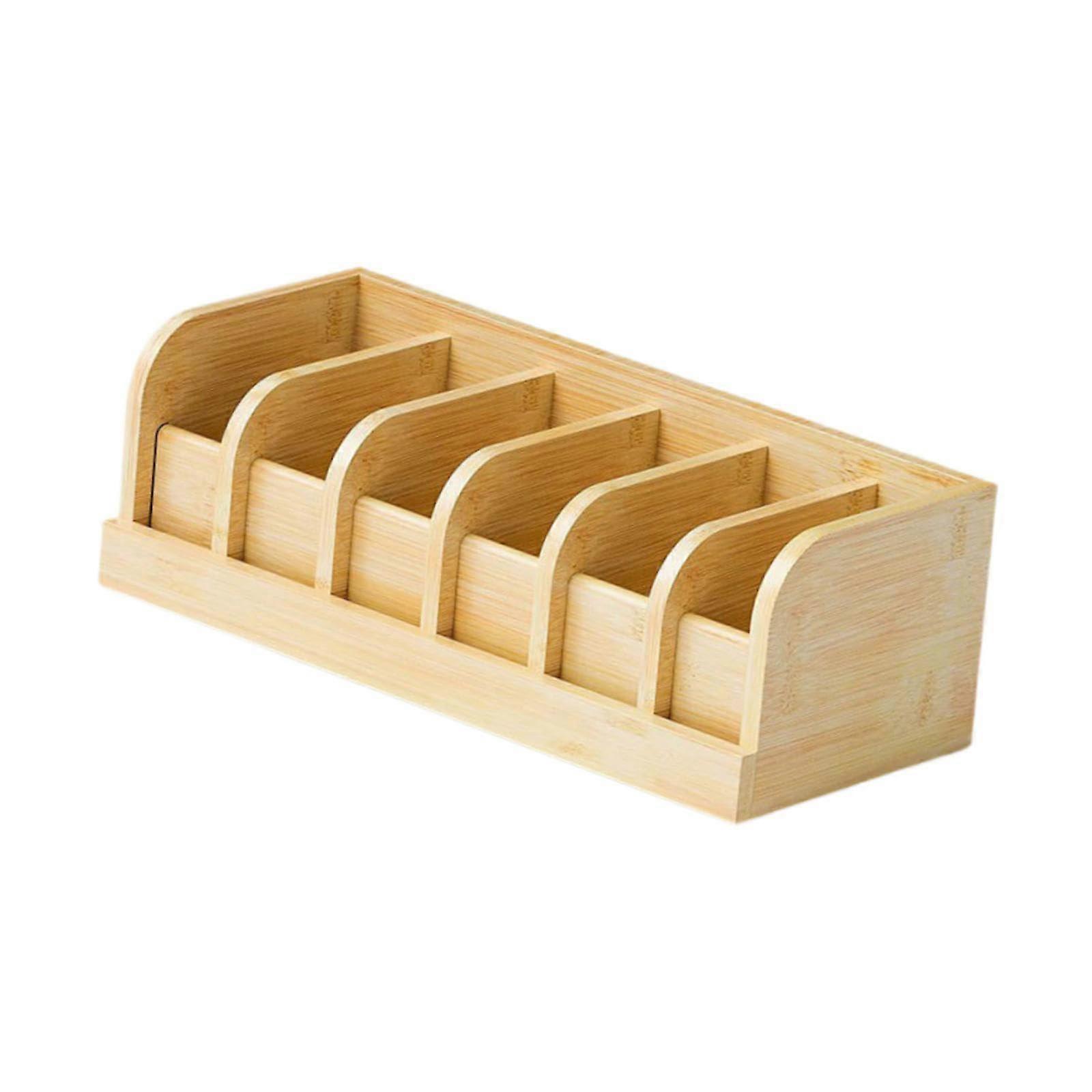 Belt Organiser Wooden Belt Holder for Men and Women, 6-Separator Tie Drawer Rack, Brown Wardrobe Display Box