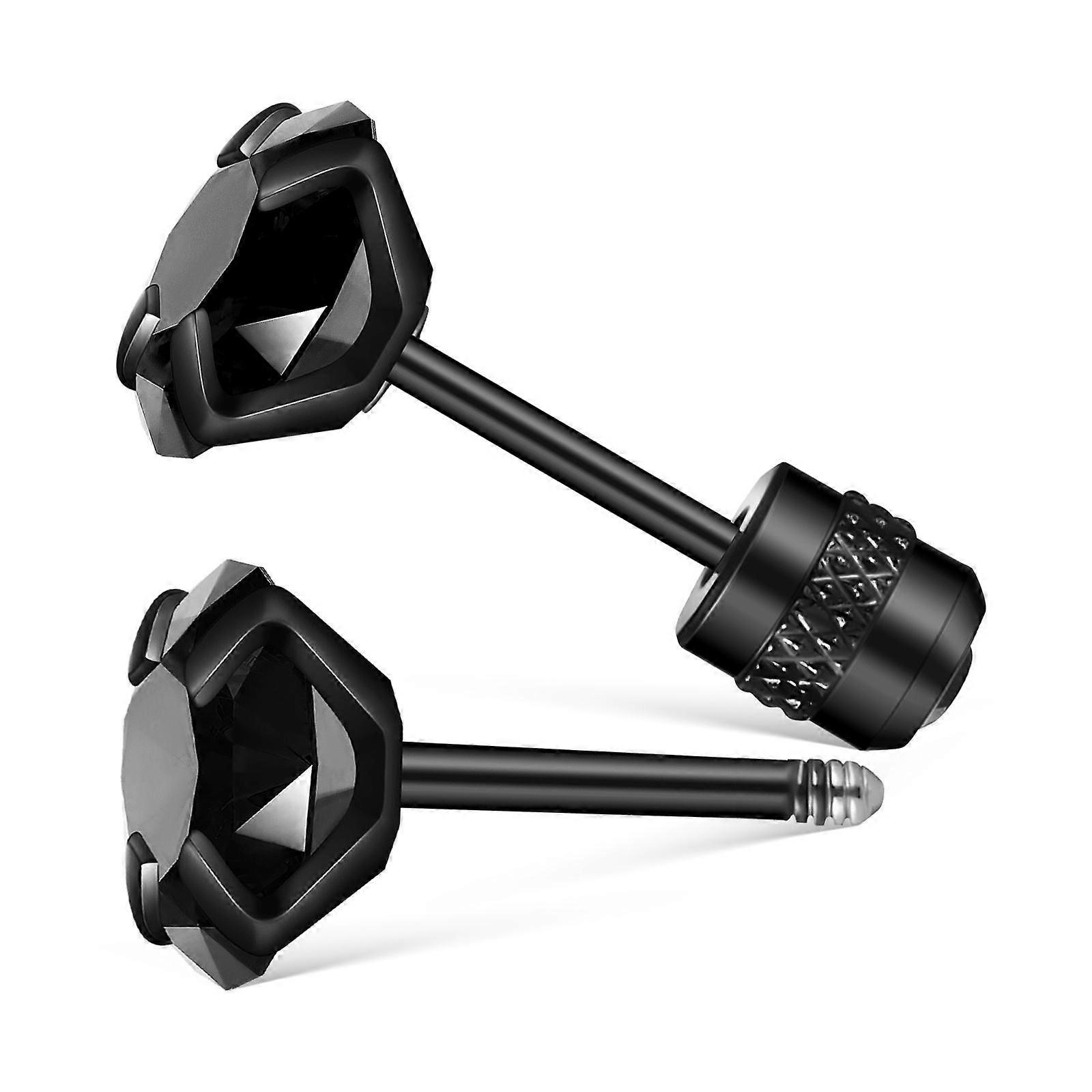 Cubic Zirconia Black Stud Earrings Casual And Formal Occasions Minimalist Design 1Pair