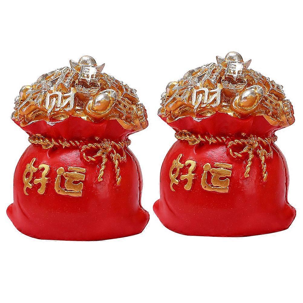 Cabinet Resin Decor Money Bag Shape Container Friends and Family Home Decoration Red 6.5X5.5X2.5CM 2Pcs