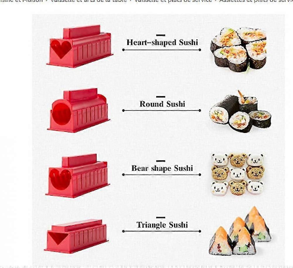 Sushi Making Kit, 10 Pieces Molds Complete DIY Sushi Preparation Set with Knife, Suitable for Beginners - White
